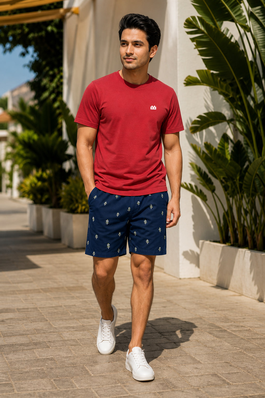 Boxy Crew Men Red Solid T-Shirt with Navy Blue Boxer Shorts Night Suit & Loungewear Set – product image 1