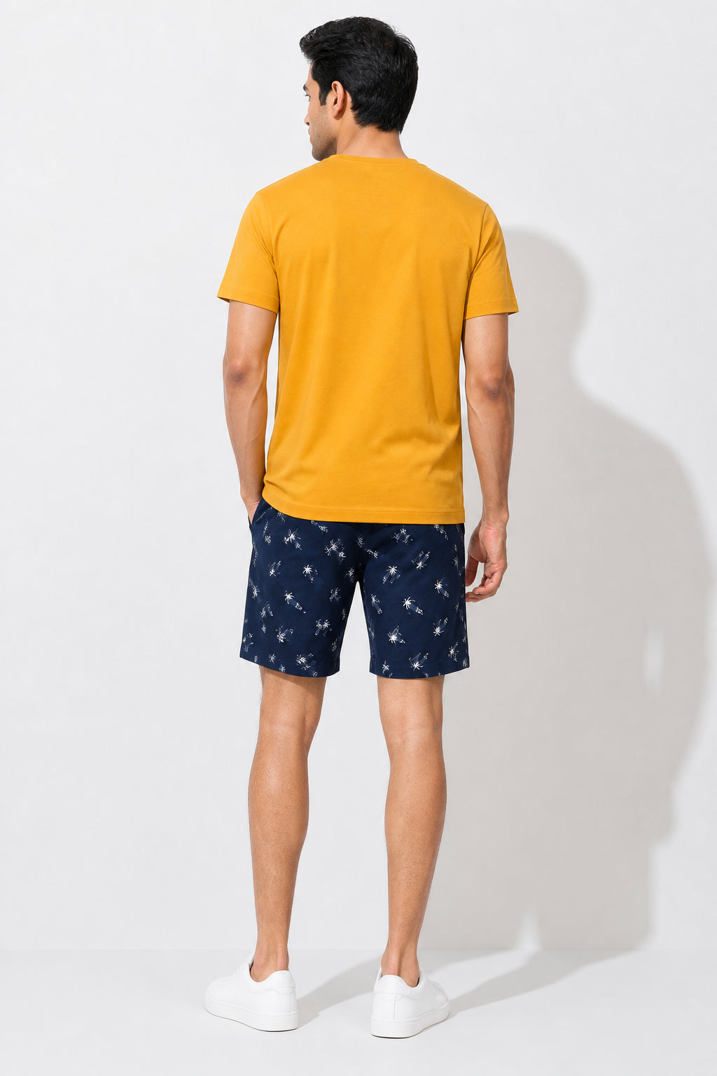 Boxy Crew Men Mustard Solid T-Shirt with Navy Blue Boxer Shorts Night Suit & Loungewear Set – product image 2