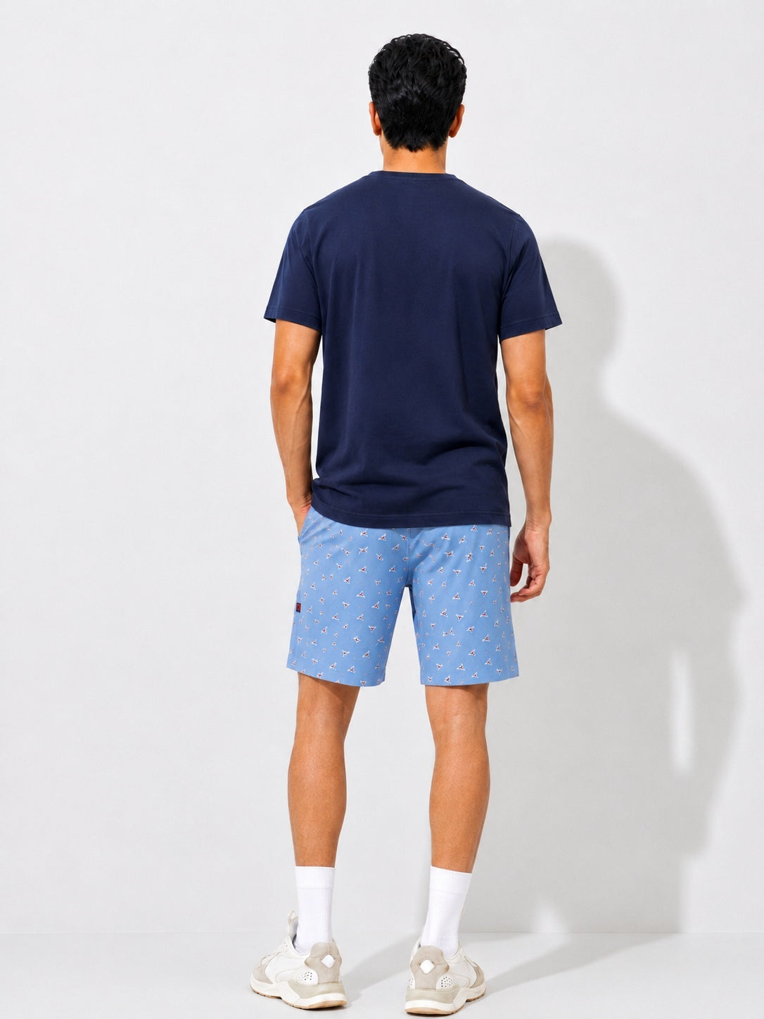 Boxy Crew Men Navy Blue Solid T-Shirt with Sky Blue Boxer Shorts Night Suit & Loungewear Set – product image 2