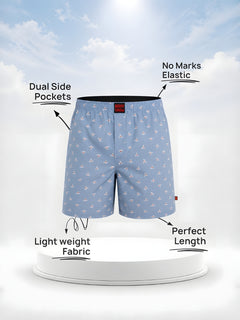 Boxy Crew Men Navy Blue Solid T-Shirt with Sky Blue Boxer Shorts Night Suit & Loungewear Set – product image 4