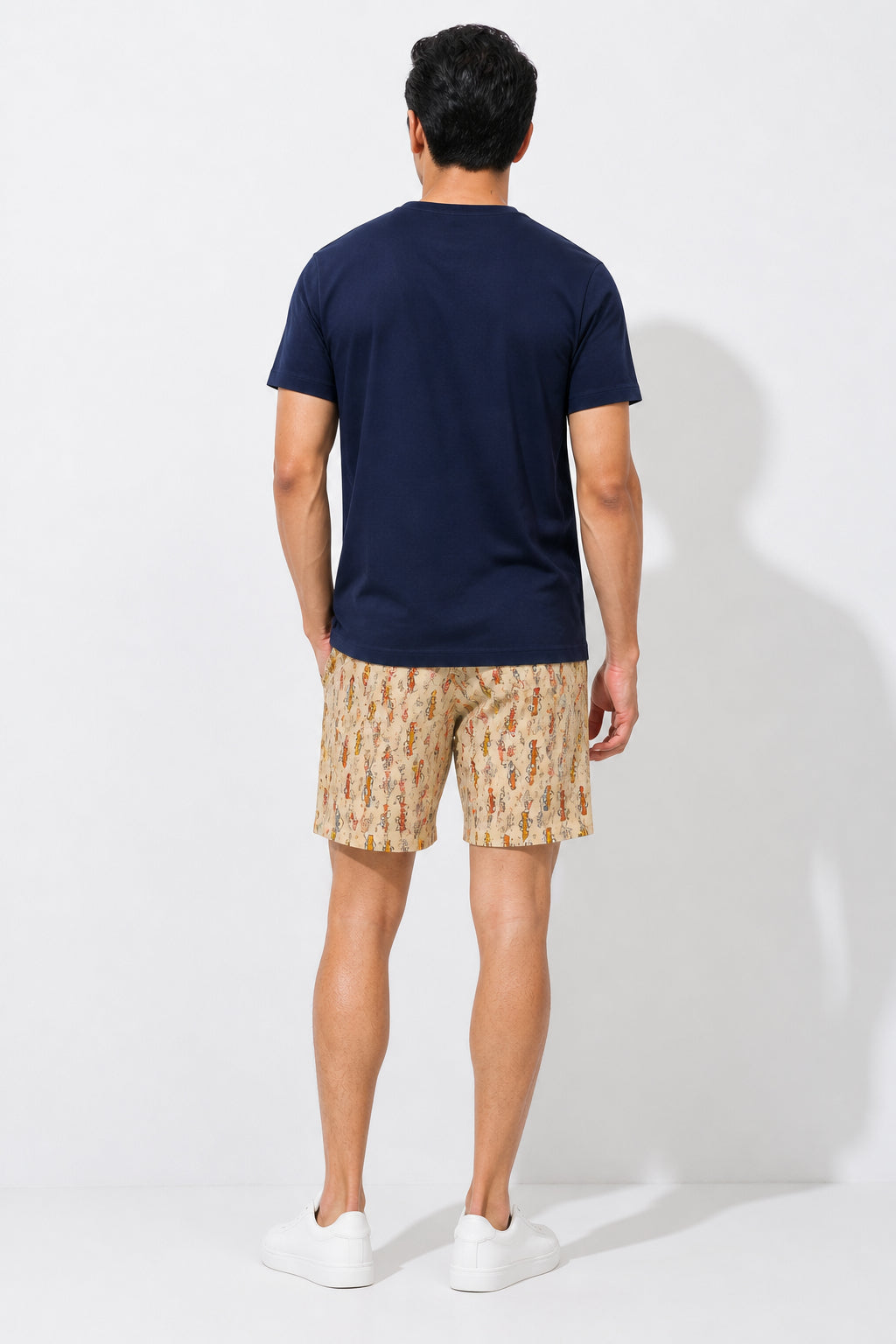 Boxy Crew Men Navy Blue Solid T-Shirt with Beige Boxer Shorts Night Suit & Loungewear Set – product image 2