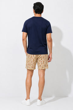 Boxy Crew Men Navy Blue Solid T-Shirt with Beige Boxer Shorts Night Suit & Loungewear Set – product image 2