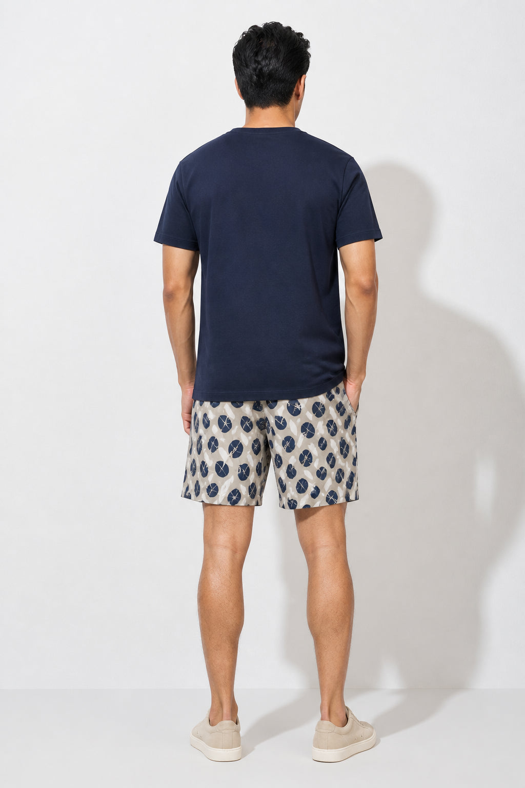 Boxy Crew Men Navy Blue Solid T-Shirt with Cream Boxer Shorts Night Suit & Loungewear Set – product image 2