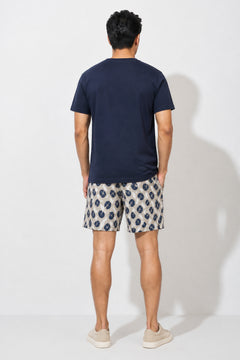 Boxy Crew Men Navy Blue Solid T-Shirt with Cream Boxer Shorts Night Suit & Loungewear Set – product image 2