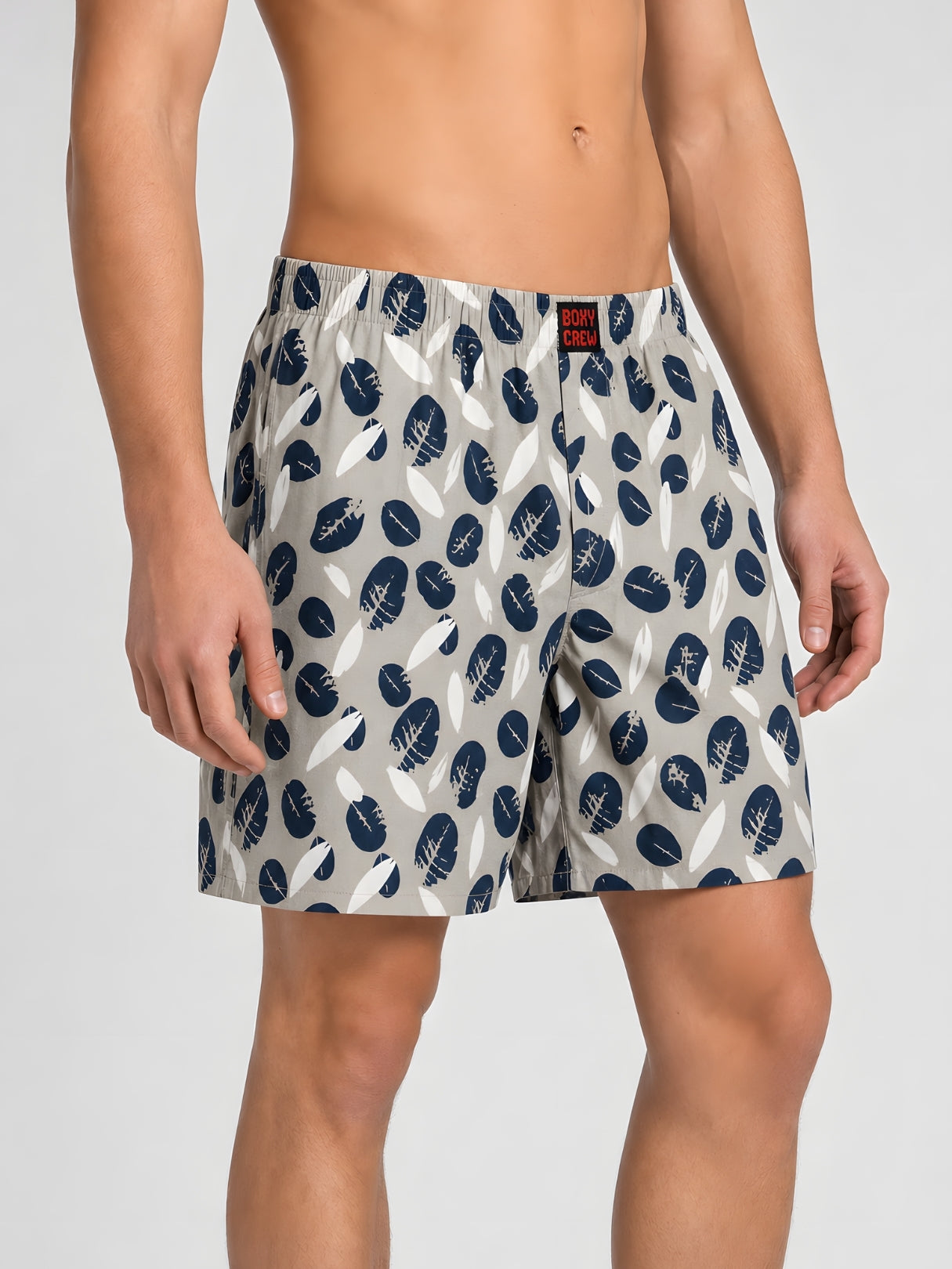 Boxy Crew Men Navy Blue Solid T-Shirt with Cream Boxer Shorts Night Suit & Loungewear Set – product image 6