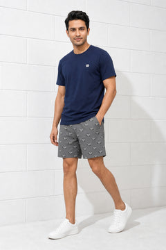 Boxy Crew Men Navy Blue Solid T-Shirt with Grey Boxer Shorts Night Suit & Loungewear Set – product image 1