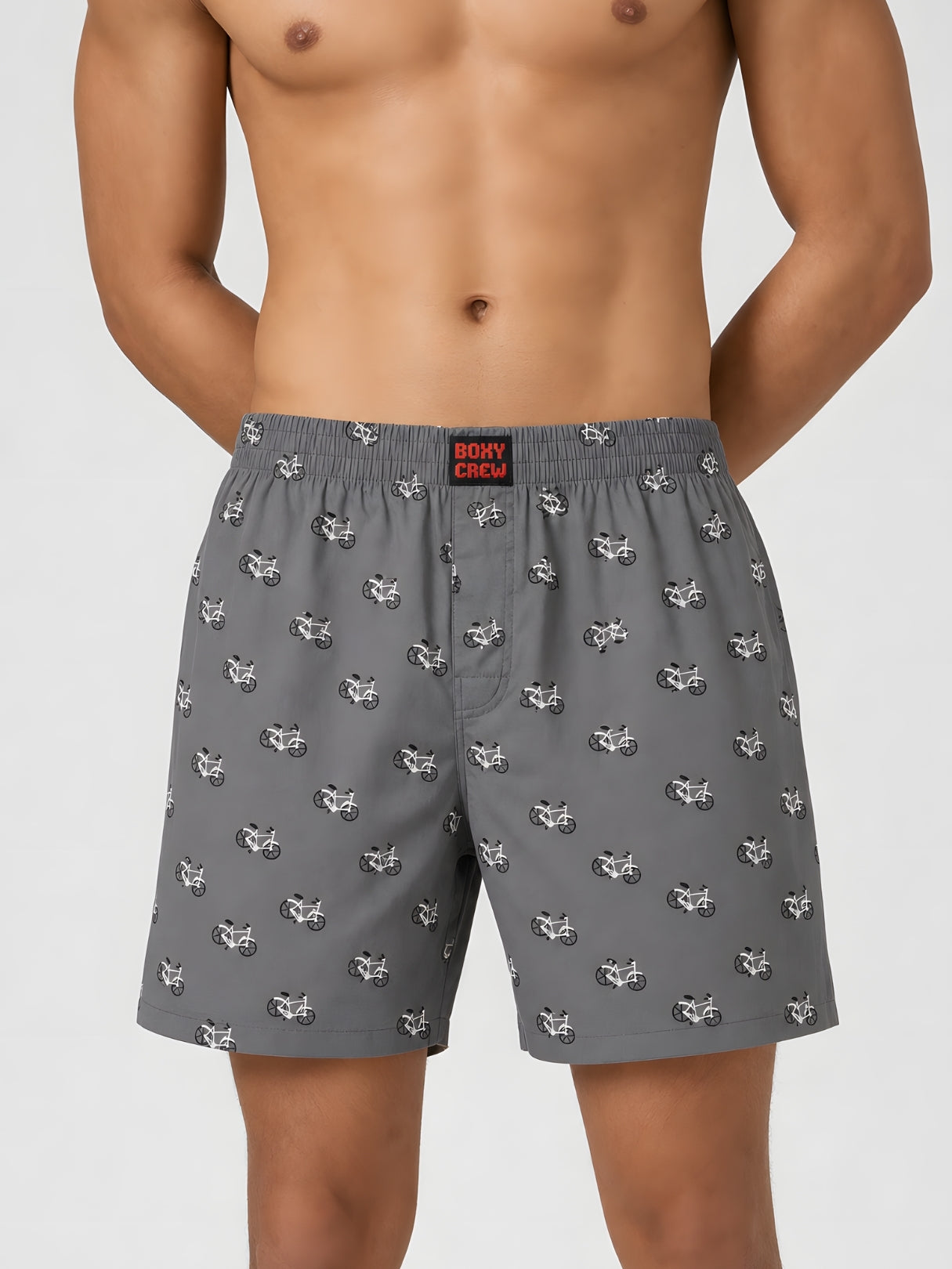 Boxy Crew Men Navy Blue Solid T-Shirt with Grey Boxer Shorts Night Suit & Loungewear Set – product image 4