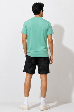 Boxy Crew Men Pista Green Solid T-Shirt with Black Boxer Shorts Night Suit & Loungewear Set – product image 2