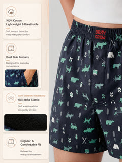 Boxy Crew Men Pista Green Solid T-Shirt with Navy Blue Boxer Shorts Night Suit & Loungewear Set – product image 6