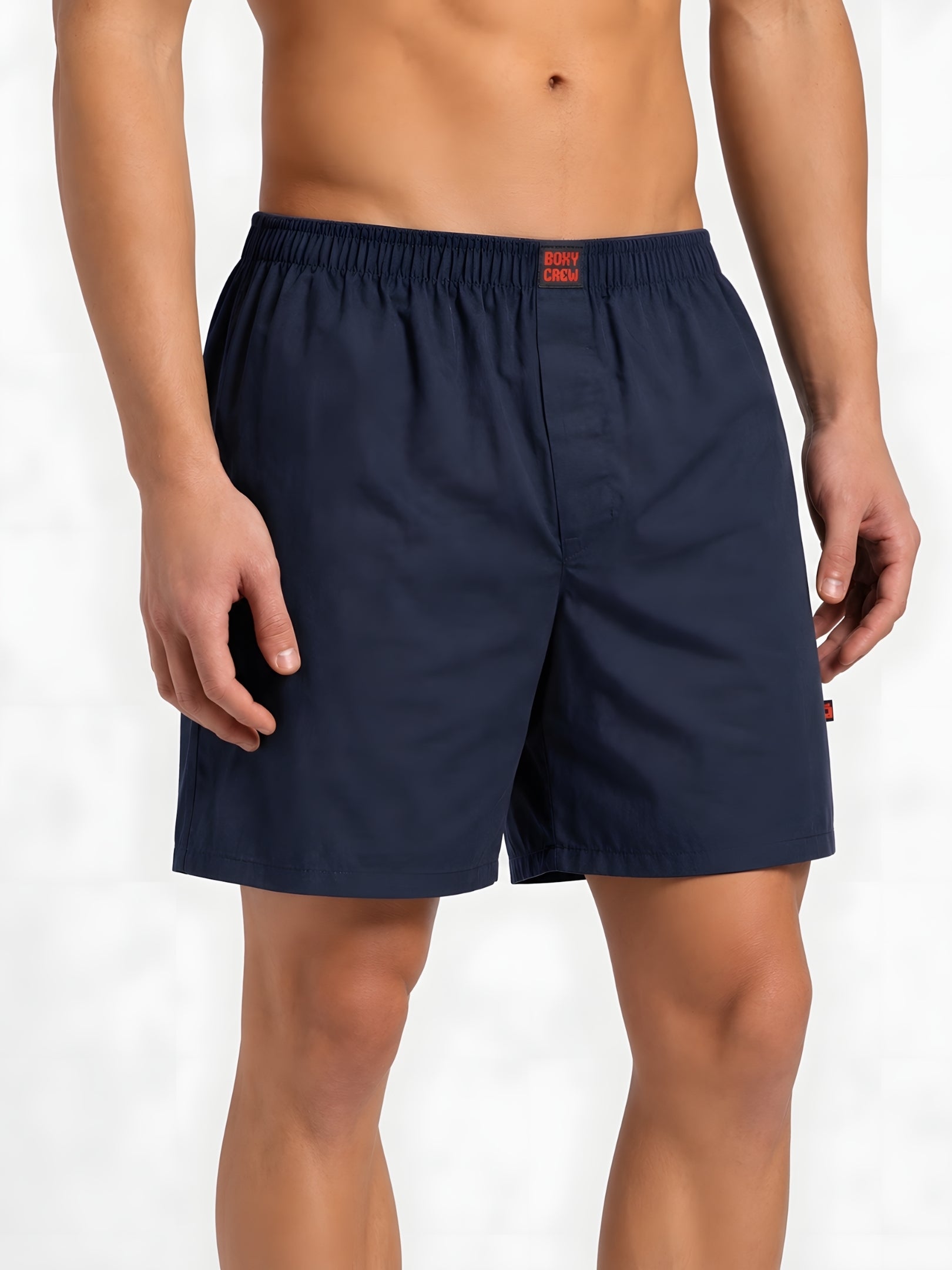 Boxy Crew Men White Solid T-Shirt with Navy Blue Boxer Shorts Night Suit & Loungewear Set – product image 7