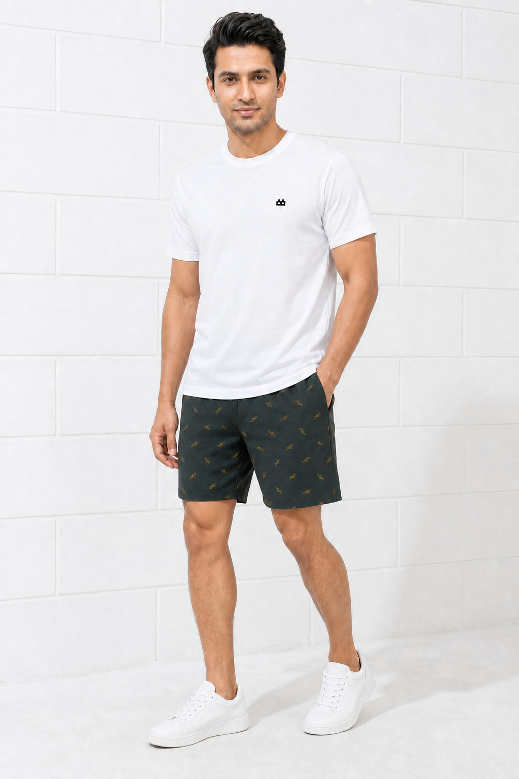 Boxy Crew Men White Solid T-Shirt with Dark Teal Boxer Shorts Night Suit & Loungewear Set – product image 1