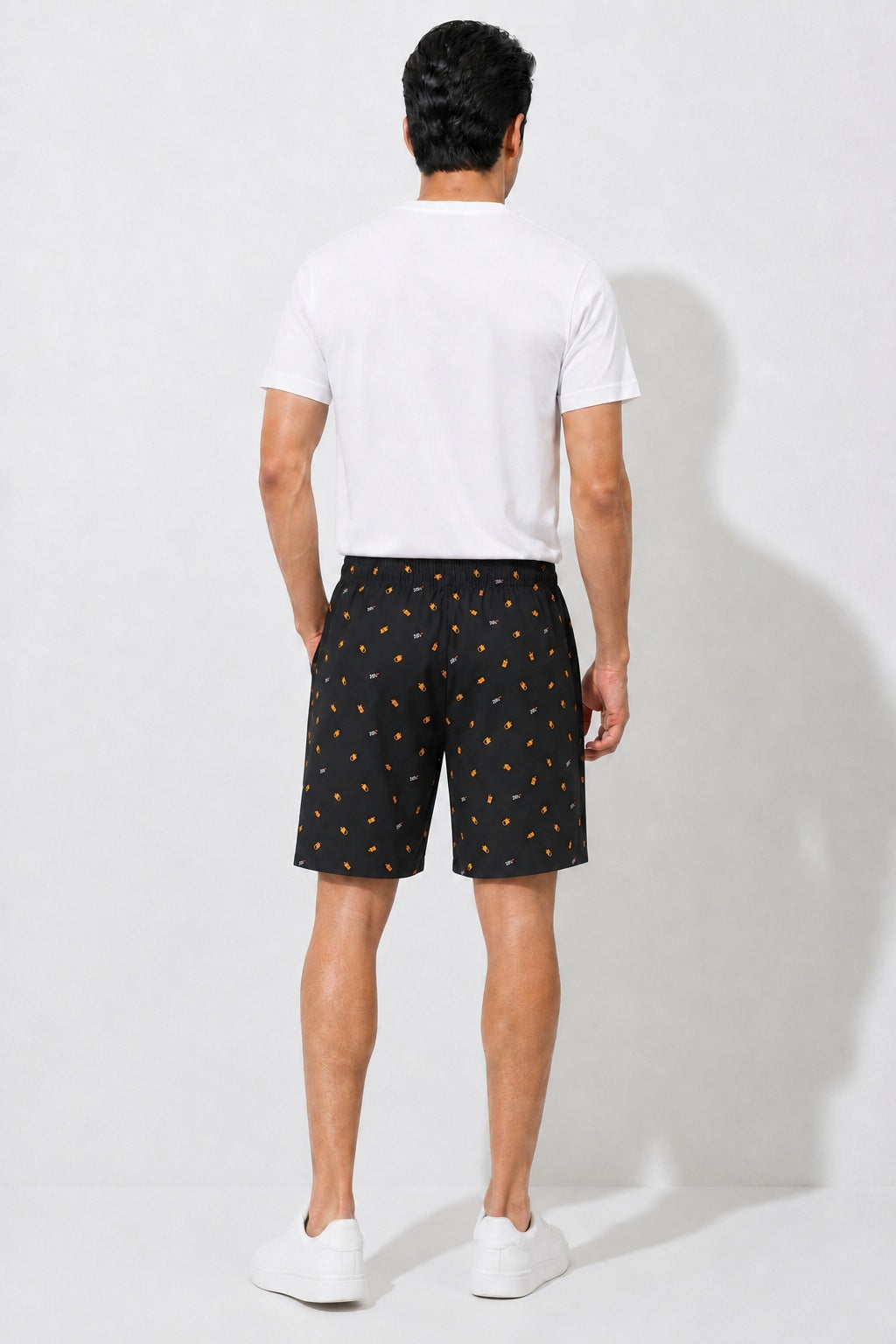 Boxy Crew Men White Solid T-Shirt with Black Boxer Shorts Night Suit & Loungewear Set – product image 2