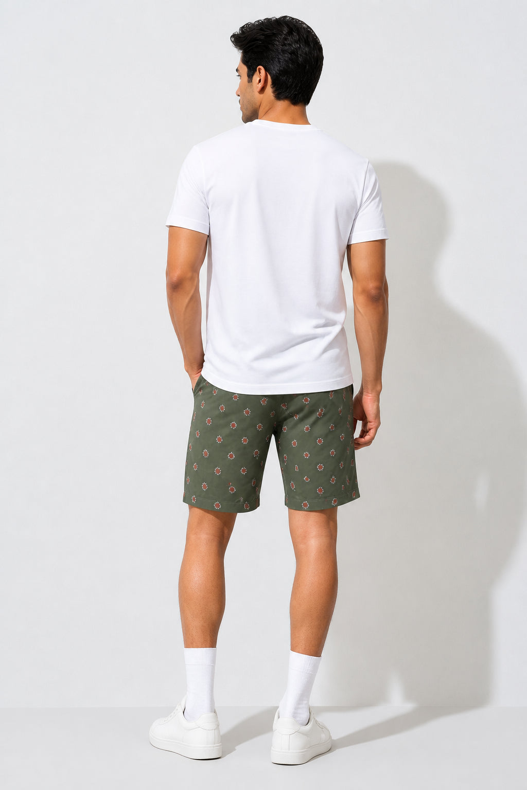 Boxy Crew Men White Solid T-Shirt with Olive Boxer Shorts Night Suit & Loungewear Set – product image 2
