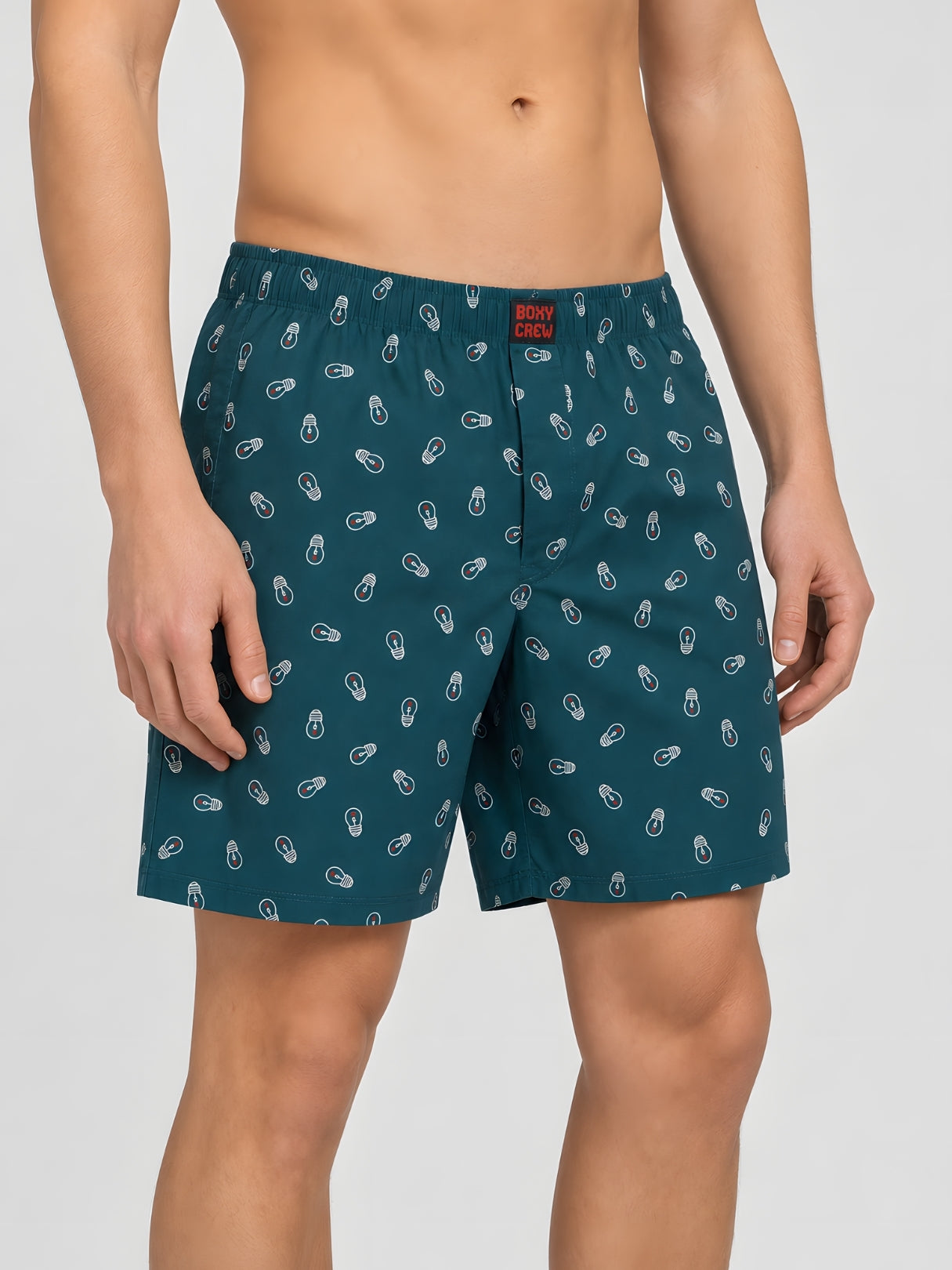 Boxy Crew Men White Solid T-Shirt with Teal Boxer Shorts Night Suit & Loungewear Set – product image 6