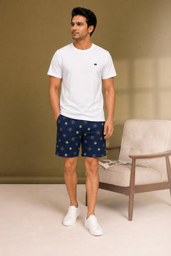 Boxy Crew Men White Solid T-Shirt with Navy Blue Boxer Shorts Night Suit & Loungewear Set – product image 3