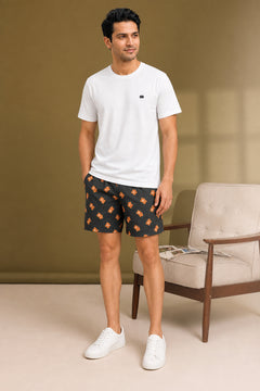 Boxy Crew Men White Solid T-Shirt with Brown Boxer Shorts Night Suit & Loungewear Set – product image 3
