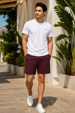 Boxy Crew Men White Solid T-Shirt with Maroon Boxer Shorts Night Suit & Loungewear Set – product image 1