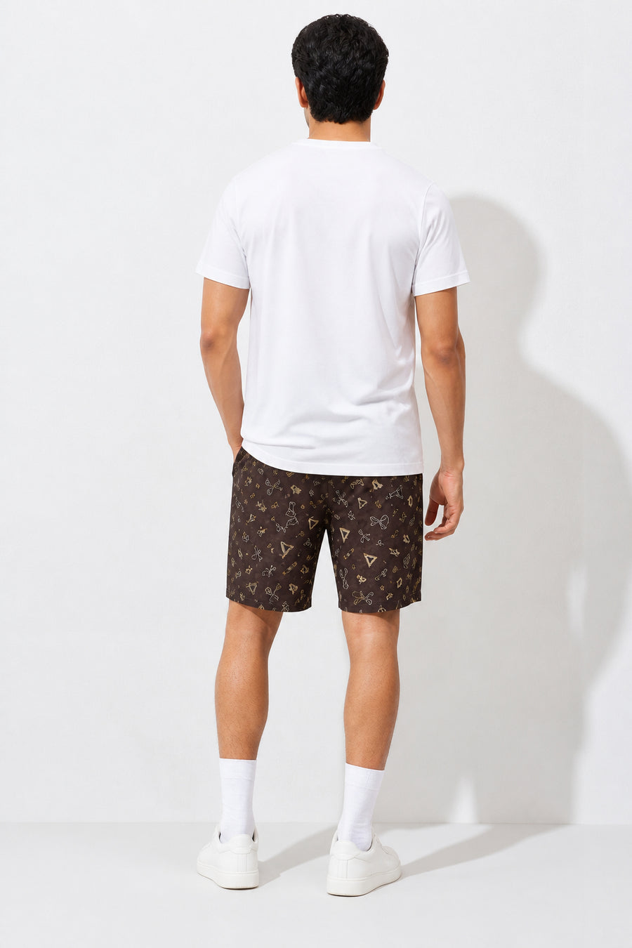 Boxy Crew Men White Solid T-Shirt with Dark Brown Boxer Shorts Night Suit & Loungewear Set – product image 2
