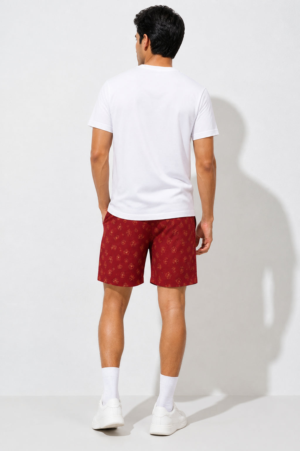 Boxy Crew Men White Solid T-Shirt with Brick Red Boxer Shorts Night Suit & Loungewear Set – product image 2