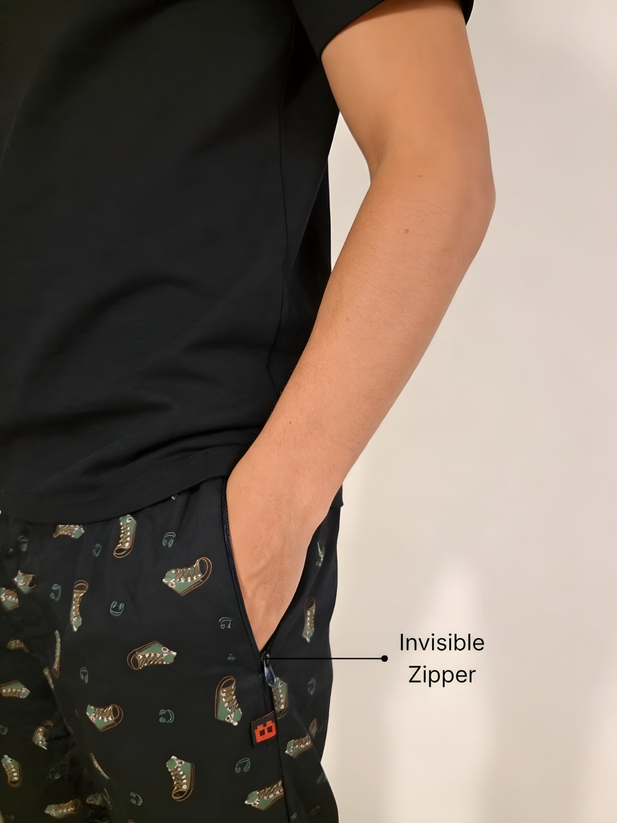 Boxy Crew Men's Night Suit Set - Black T-Shirt & Dark Teal Printed Lounge Pyjama, 100% Cotton Sleepwear, No-Mark Elastic, Invisible Zip Pocket, Drawcord, Dual Pockets, – product image 4