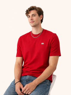 Boxy Crew Men 100% Cotton Regular Fit Round Neck Half Sleeve Solid Casual T-Shirt Combo Pack of 2 | White + Maroon product view 4