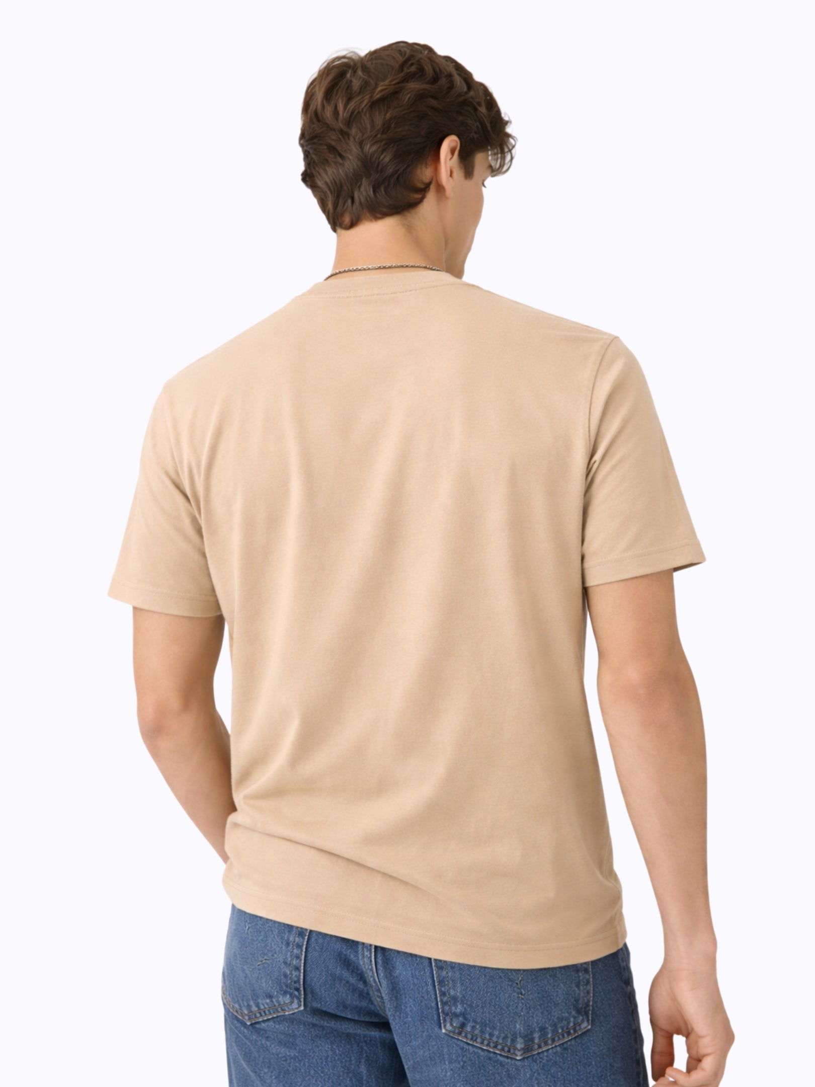 Boxy Crew Men's 100% Cotton Regular Fit Solid Round Neck T-Shirt | Double Bio-Washed | Half Sleeve Casual Plain Tee | 180 GSM Breathable Soft Touch Everyday Wear | Beige | Made in India – product image 1