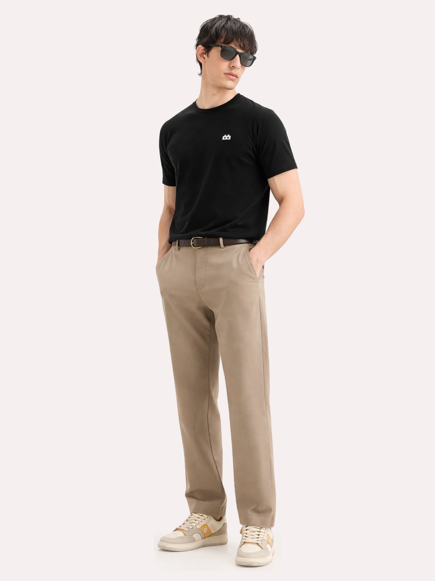 Boxy Crew Men's 100% Cotton Regular Fit Solid Round Neck T-Shirt | Double Bio-Washed | Half Sleeve Casual Plain Tee | 180 GSM Breathable Soft Touch Everyday Wear | Black | Made in India – product image 3