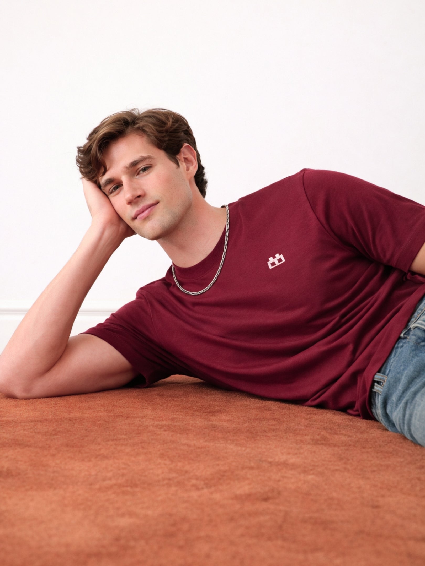 Boxy Crew Men's 100% Cotton Regular Fit Solid Round Neck T-Shirt | Double Bio-Washed | Half Sleeve Casual Plain Tee | 180 GSM Breathable Soft Touch Everyday Wear | Maroon | Made in India – product image 3