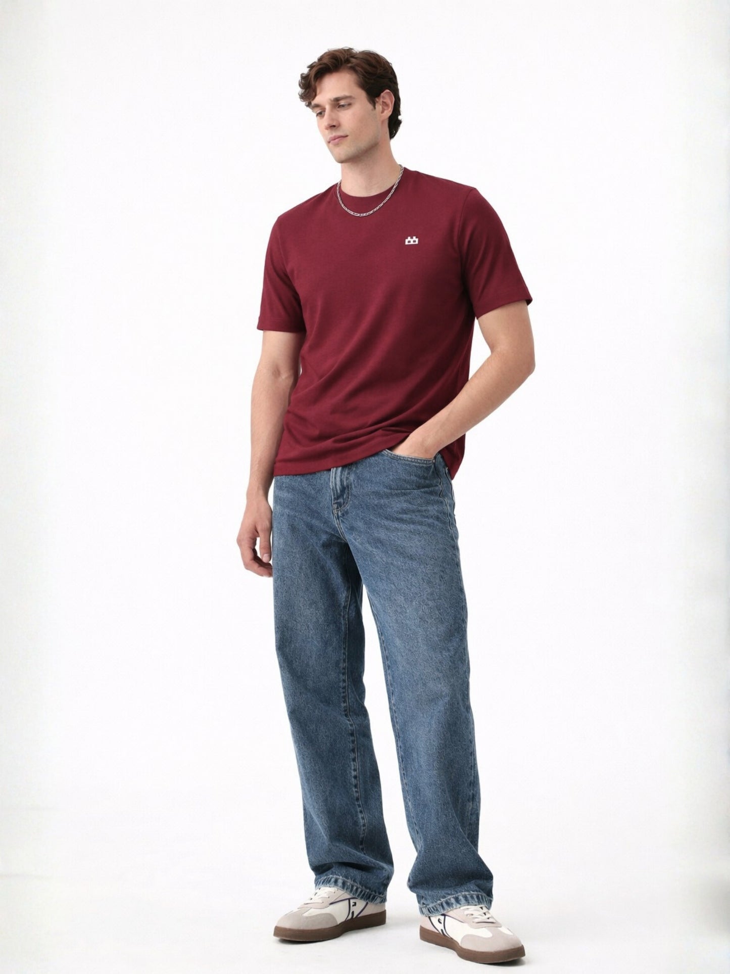 Boxy Crew Men's 100% Cotton Regular Fit Solid Round Neck T-Shirt | Double Bio-Washed | Half Sleeve Casual Plain Tee | 180 GSM Breathable Soft Touch Everyday Wear | Maroon | Made in India – product image 5