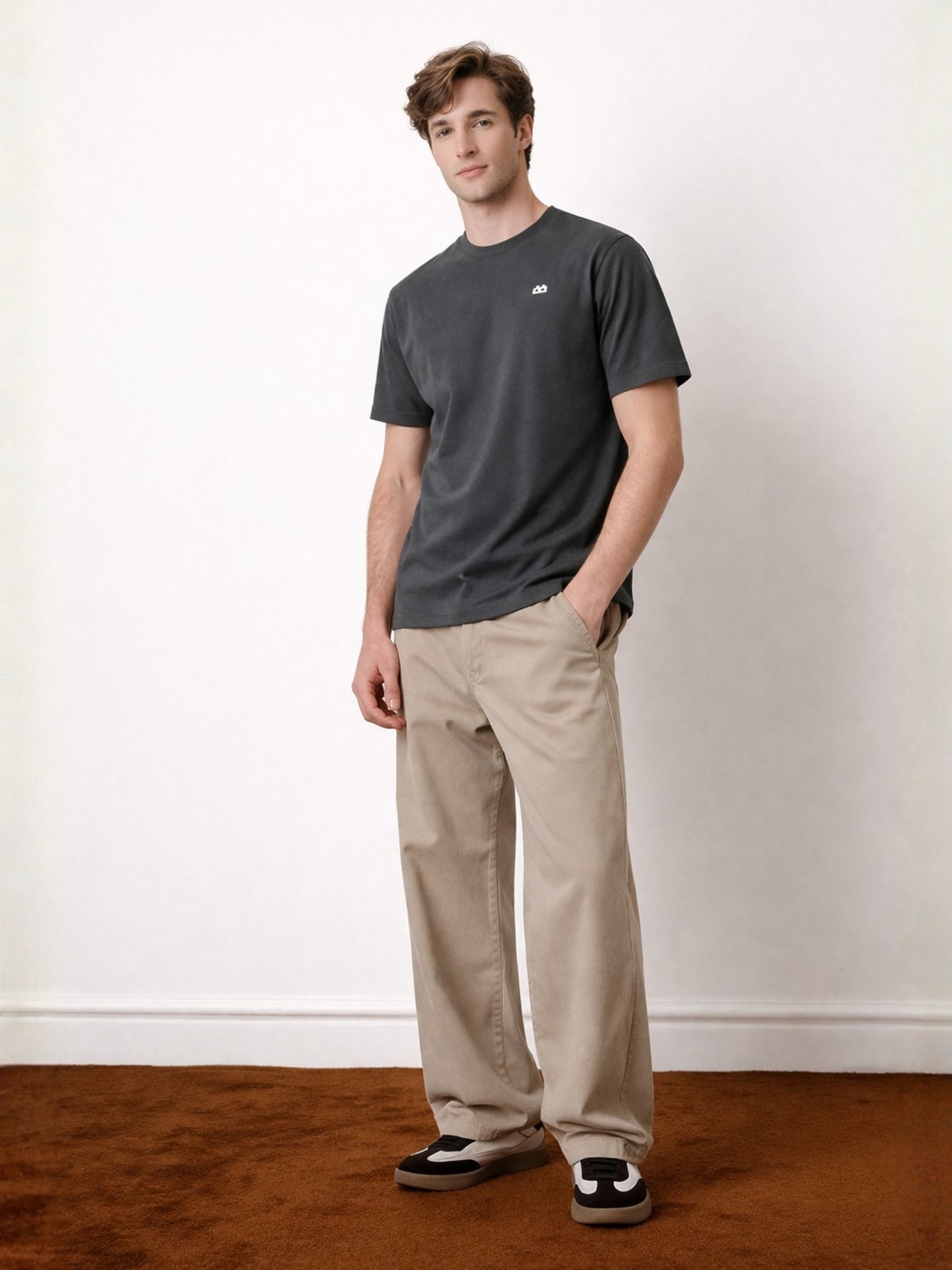 Boxy Crew Men's 100% Cotton Regular Fit Solid Round Neck T-Shirt | Double Bio-Washed | Half Sleeve Casual Plain Tee | 180 GSM Breathable Soft Touch Everyday Wear | Charcoal Grey | Made in India – product image 5