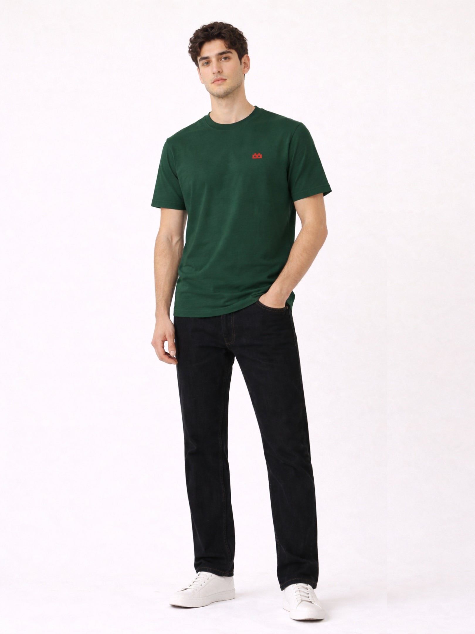Boxy Crew Men's 100% Cotton Regular Fit Solid Round Neck T-Shirt | Double Bio-Washed | Half Sleeve Casual Plain Tee | 180 GSM Breathable Soft Touch Everyday Wear | Green | Made in India – product image 8