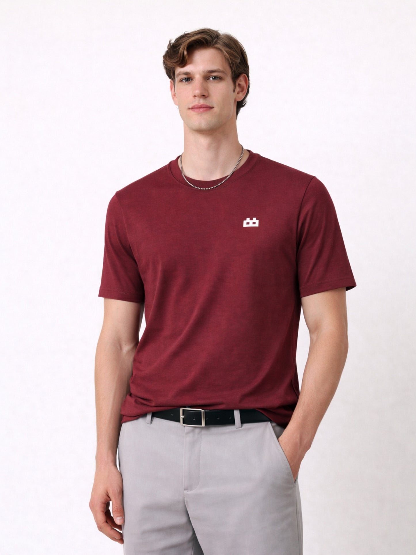 Boxy Crew Men's 100% Cotton Regular Fit Solid Round Neck T-Shirt | Double Bio-Washed | Half Sleeve Casual Plain Tee | 180 GSM Breathable Soft Touch Everyday Wear | Maroon | Made in India – product image 8