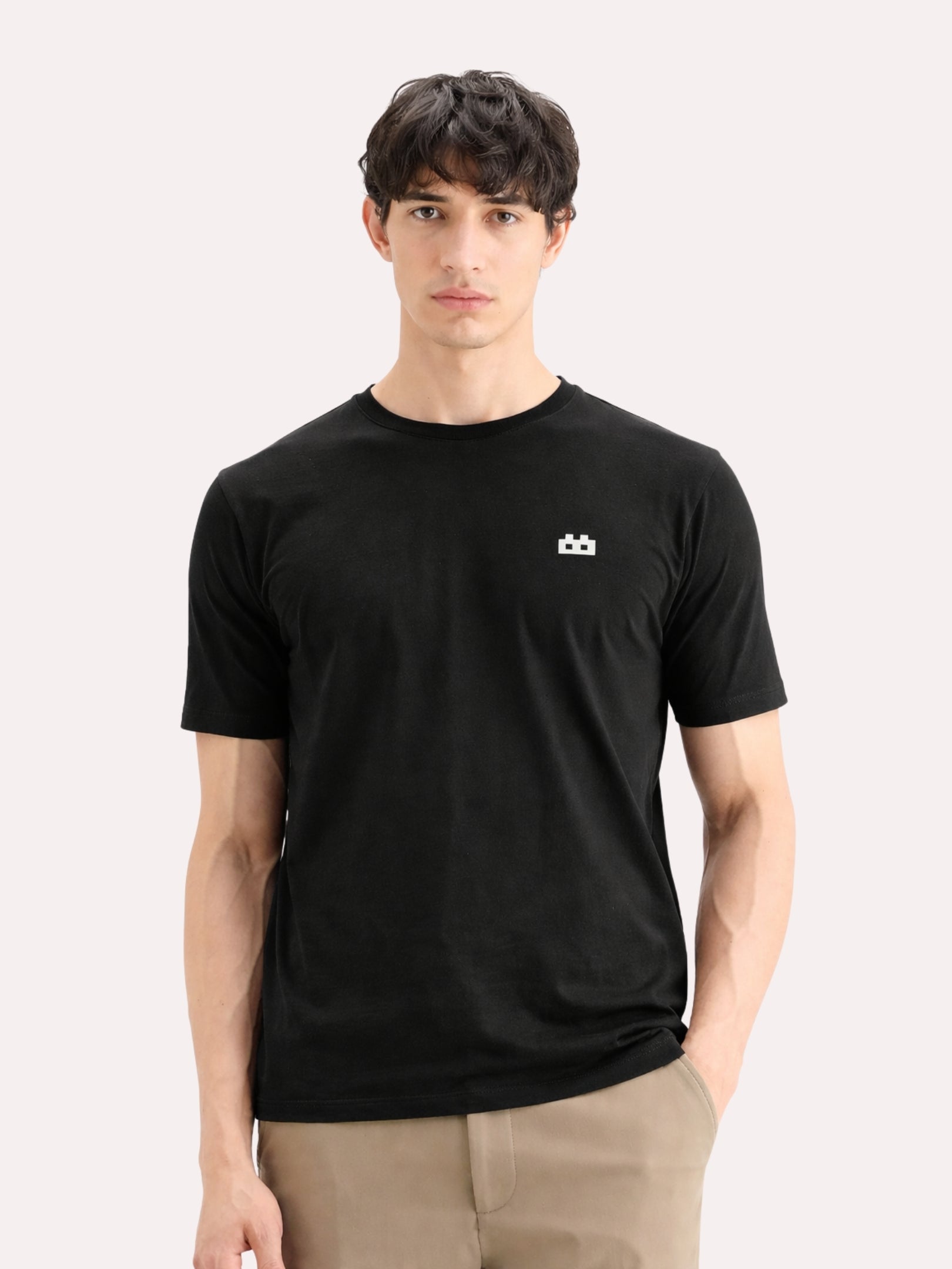 Boxy Crew Men's 100% Cotton Regular Fit Solid Round Neck T-Shirt | Double Bio-Washed | Half Sleeve Casual Plain Tee | 180 GSM Breathable Soft Touch Everyday Wear | Black | Made in India – product image 8