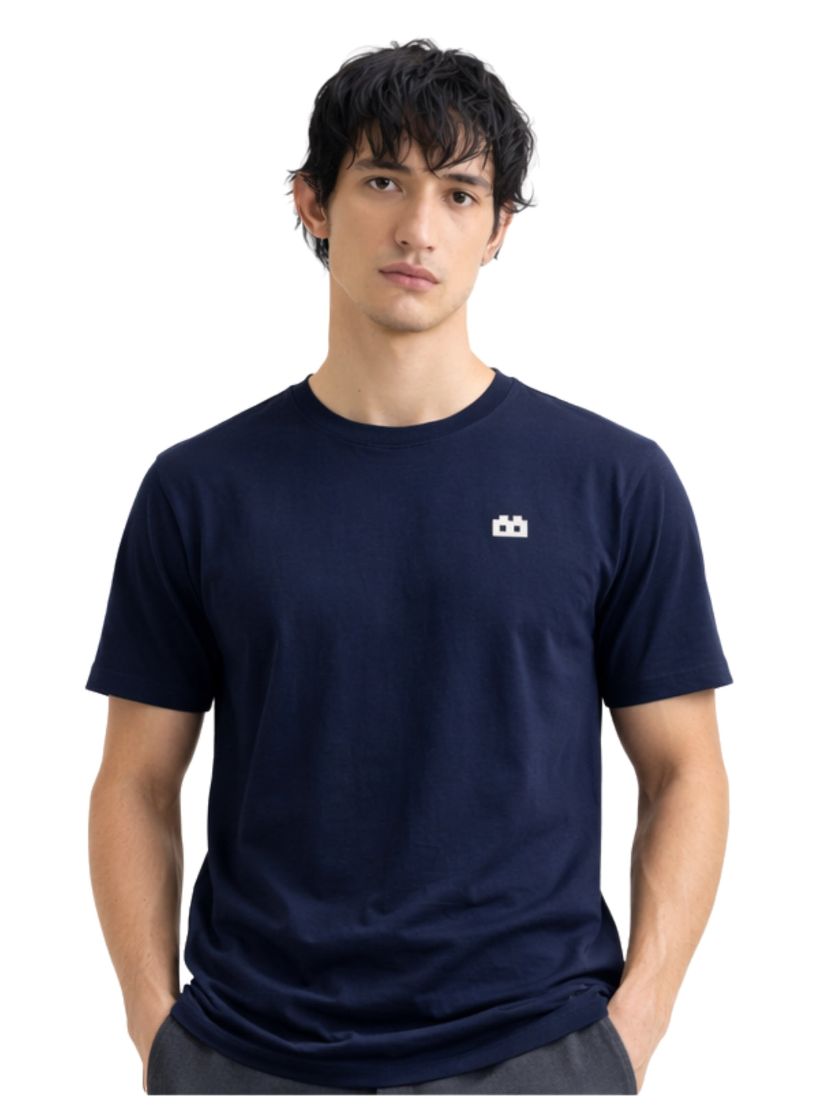 Boxy Crew Men's 100% Cotton Regular Fit Solid Round Neck T-Shirt | Double Bio-Washed | Half Sleeve Casual Plain Tee | 180 GSM Breathable Soft Touch Everyday Wear | Navy Blue | Made in India – product image 6