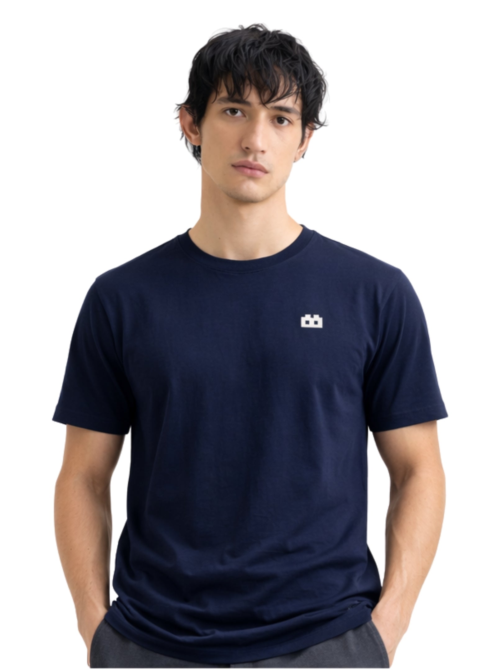 Boxy Crew Men's 100% Cotton Regular Fit Solid Round Neck T-Shirt | Double Bio-Washed | Half Sleeve Casual Plain Tee | 180 GSM Breathable Soft Touch Everyday Wear | Navy Blue | Made in India – product image 6