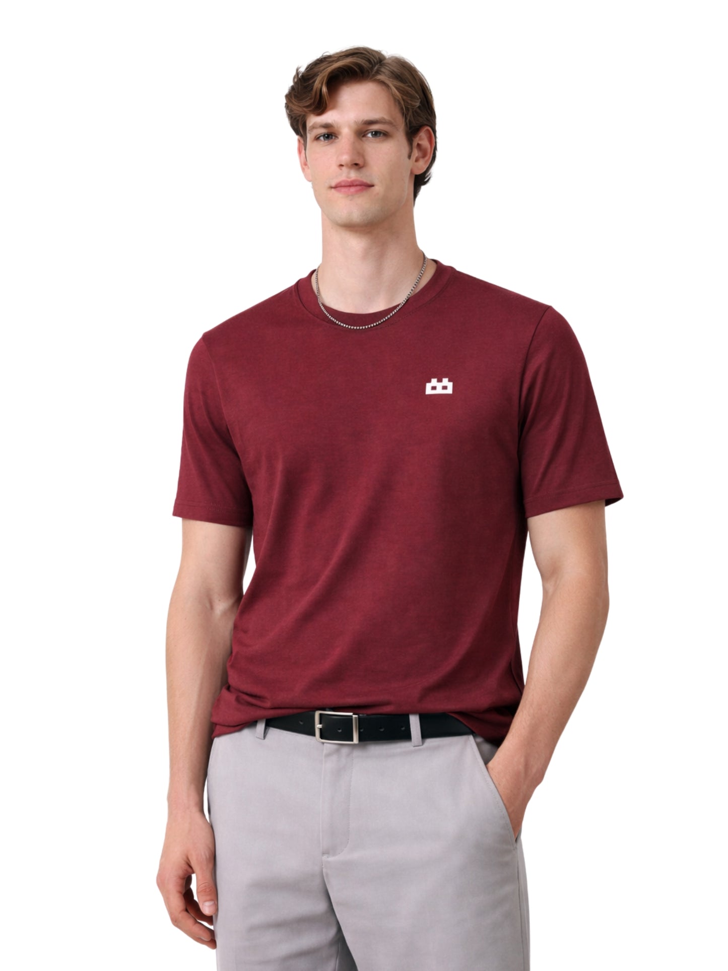 Boxy Crew Men's 100% Cotton Regular Fit Solid Round Neck T-Shirt | Double Bio-Washed | Half Sleeve Casual Plain Tee | 180 GSM Breathable Soft Touch Everyday Wear | Maroon | Made in India – product image 7