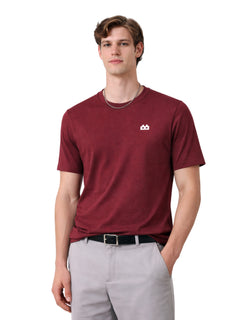 Boxy Crew Men's 100% Cotton Regular Fit Solid Round Neck T-Shirt | Double Bio-Washed | Half Sleeve Casual Plain Tee | 180 GSM Breathable Soft Touch Everyday Wear | Maroon | Made in India – product image 7