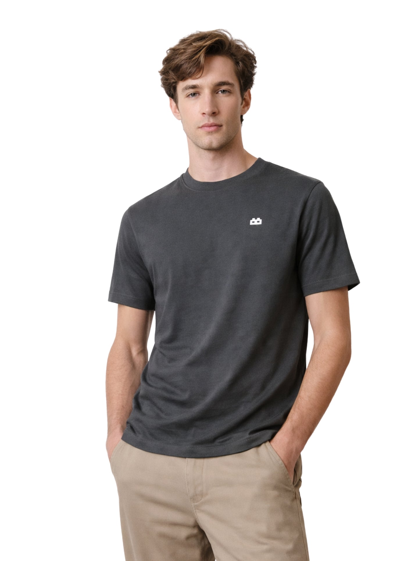 Boxy Crew Men's 100% Cotton Regular Fit Solid Round Neck T-Shirt | Double Bio-Washed | Half Sleeve Casual Plain Tee | 180 GSM Breathable Soft Touch Everyday Wear | Charcoal Grey | Made in India – product image 7