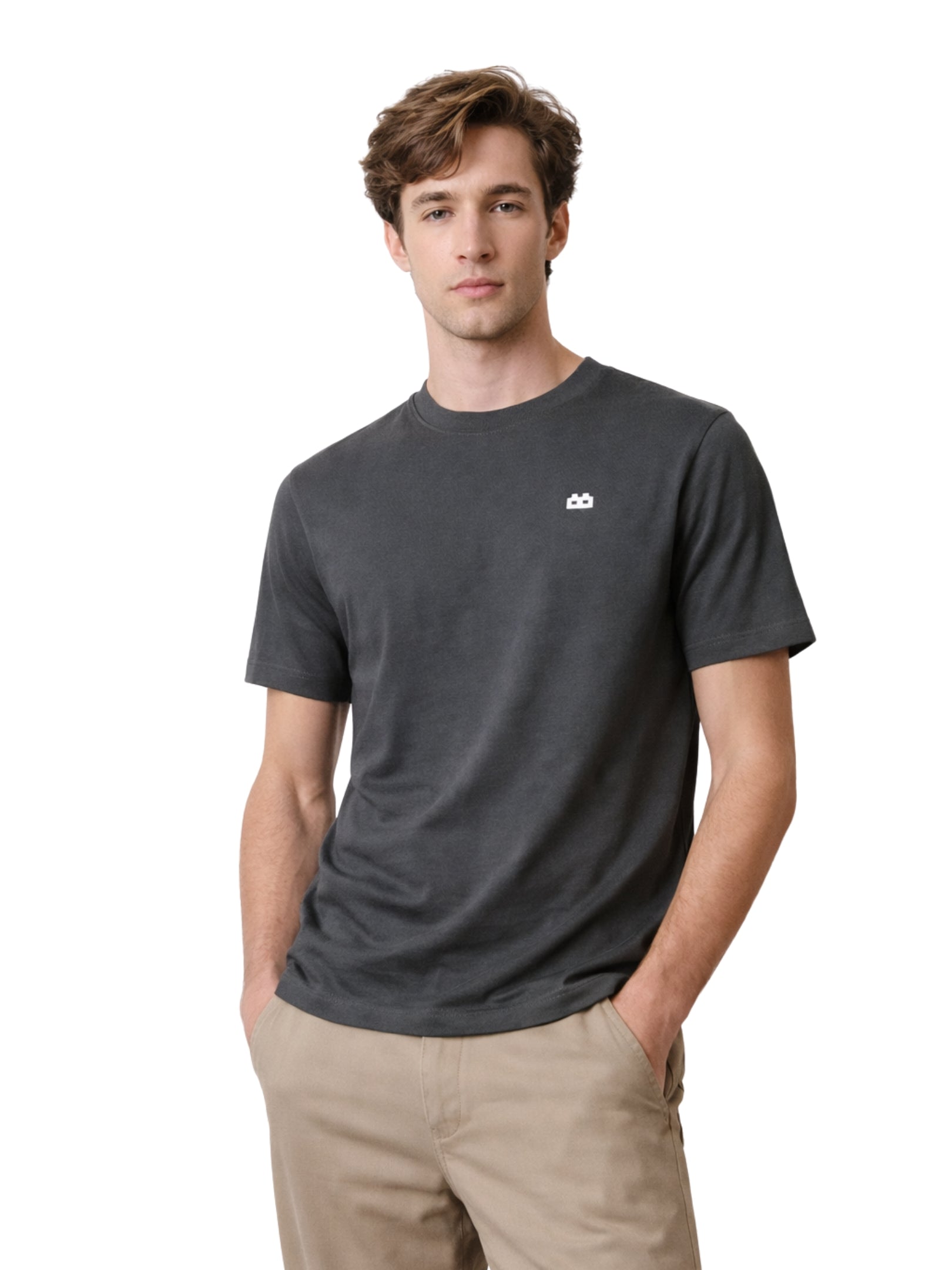 Boxy Crew Men's 100% Cotton Regular Fit Solid Round Neck T-Shirt | Double Bio-Washed | Half Sleeve Casual Plain Tee | 180 GSM Breathable Soft Touch Everyday Wear | Charcoal Grey | Made in India – product image 7