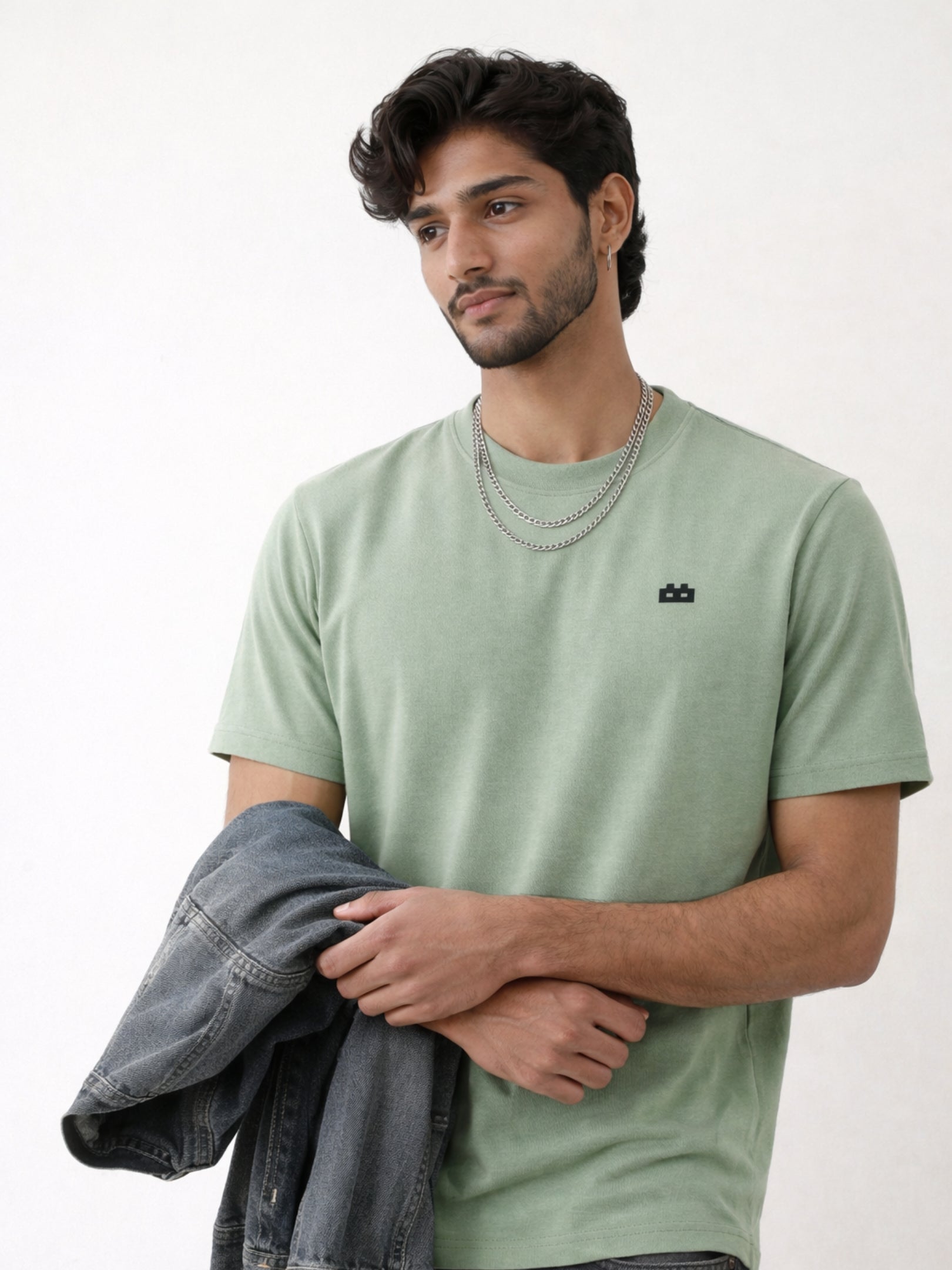 Boxy Crew Men's 100% Cotton Regular Fit Solid Round Neck T-Shirt | Double Bio-Washed | Half Sleeve Casual Plain Tee | 180 GSM Breathable Soft Touch Everyday Wear | Pista Green | Made in India – product image 9