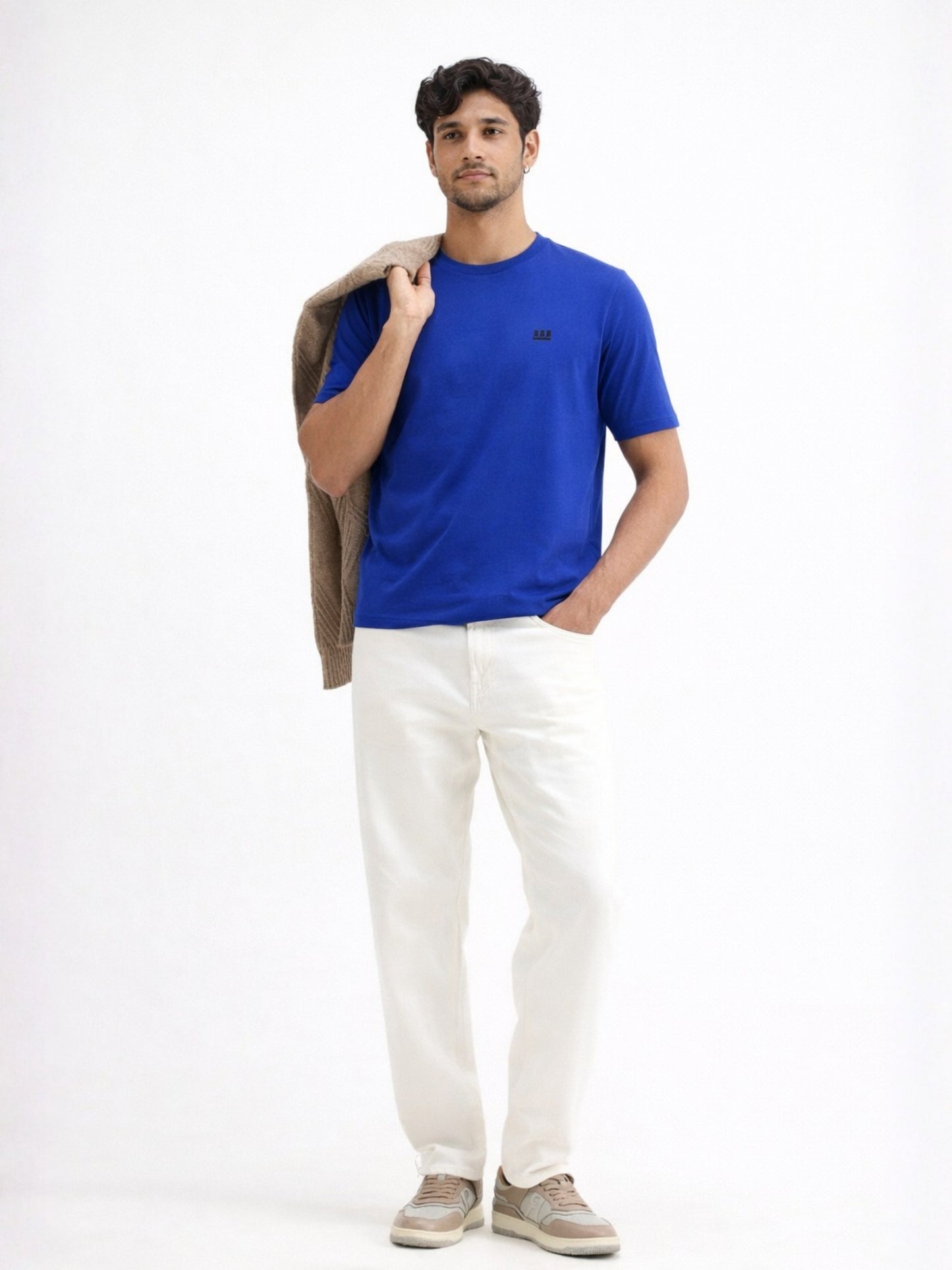 Boxy Crew Men's 100% Cotton Regular Fit Solid Round Neck T-Shirt | Double Bio-Washed | Half Sleeve Casual Plain Tee | 180 GSM Breathable Soft Touch Everyday Wear | Royal Blue | Made in India – product image 9