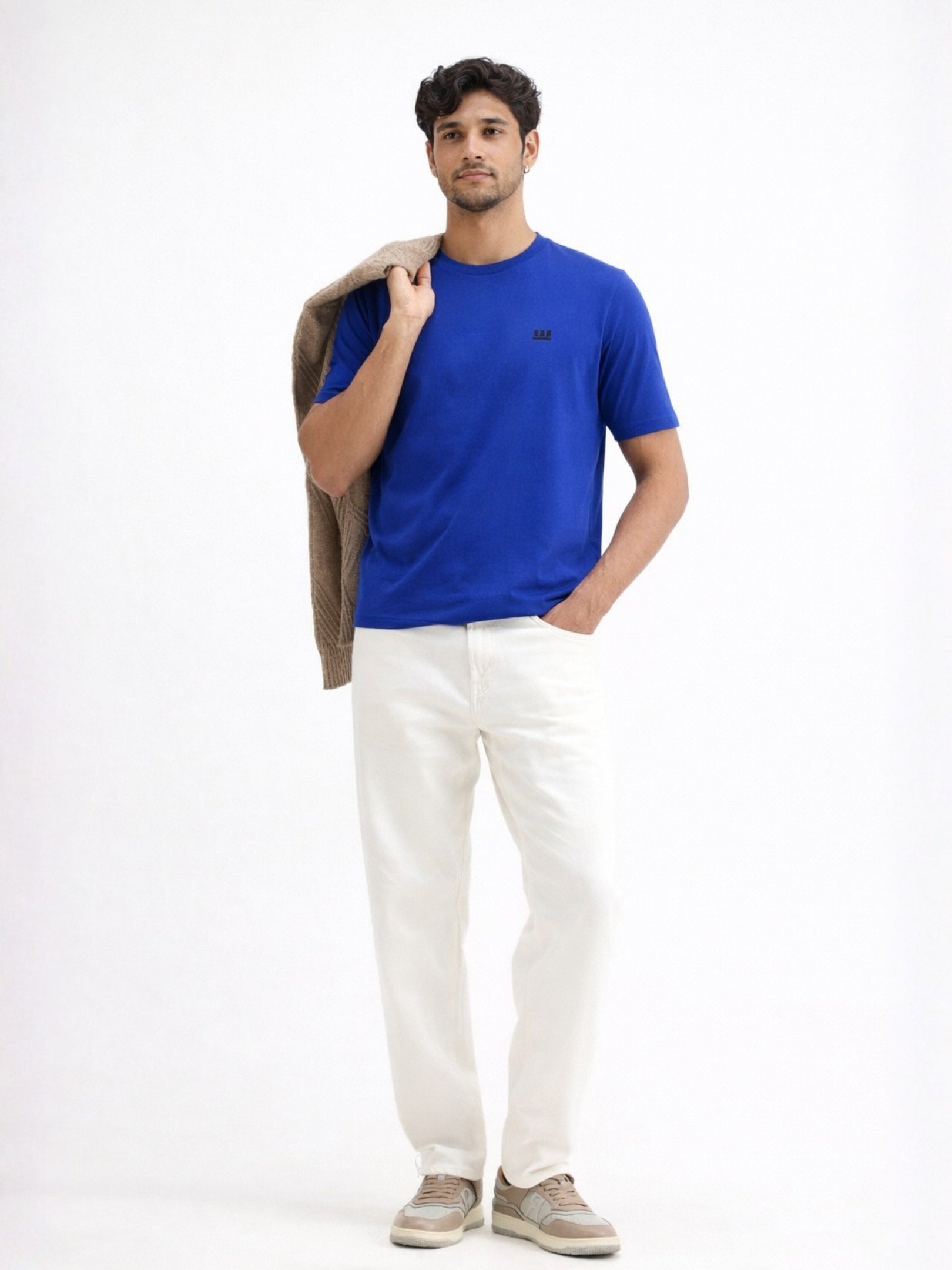 Boxy Crew Men's 100% Cotton Regular Fit Solid Round Neck T-Shirt | Double Bio-Washed | Half Sleeve Casual Plain Tee | 180 GSM Breathable Soft Touch Everyday Wear | Royal Blue | Made in India – product image 9