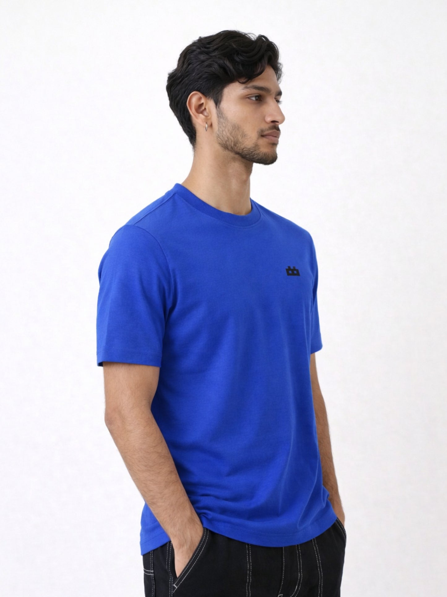 Boxy Crew Men's 100% Cotton Regular Fit Solid Round Neck T-Shirt | Double Bio-Washed | Half Sleeve Casual Plain Tee | 180 GSM Breathable Soft Touch Everyday Wear | Royal Blue | Made in India – product image 10