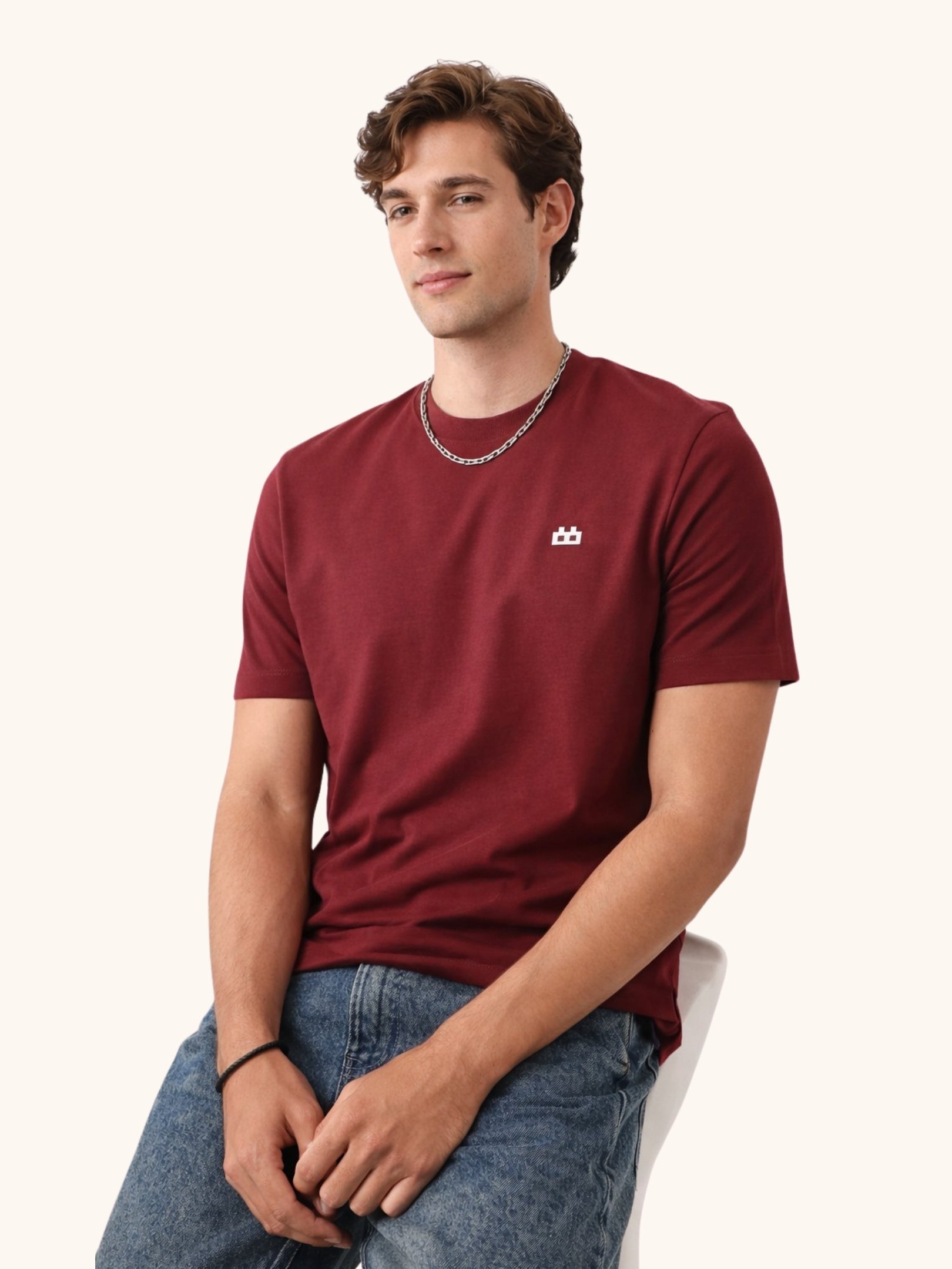 Boxy Crew Men's 100% Cotton Regular Fit Solid Round Neck T-Shirt | Double Bio-Washed | Half Sleeve Casual Plain Tee | 180 GSM Breathable Soft Touch Everyday Wear | Maroon | Made in India – product image 9
