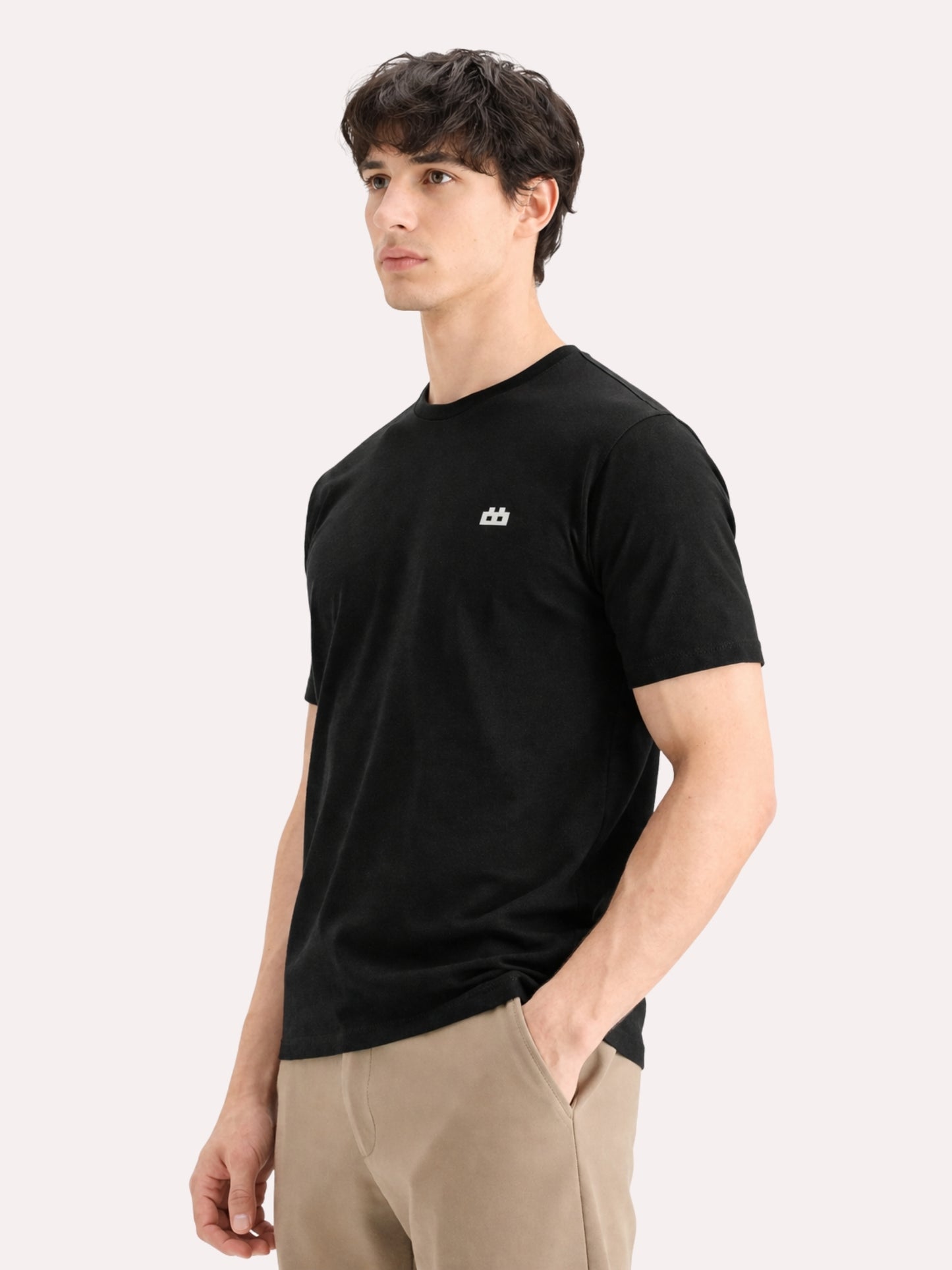 Boxy Crew Men's 100% Cotton Regular Fit Solid Round Neck T-Shirt | Double Bio-Washed | Half Sleeve Casual Plain Tee | 180 GSM Breathable Soft Touch Everyday Wear | Black | Made in India – product image 9