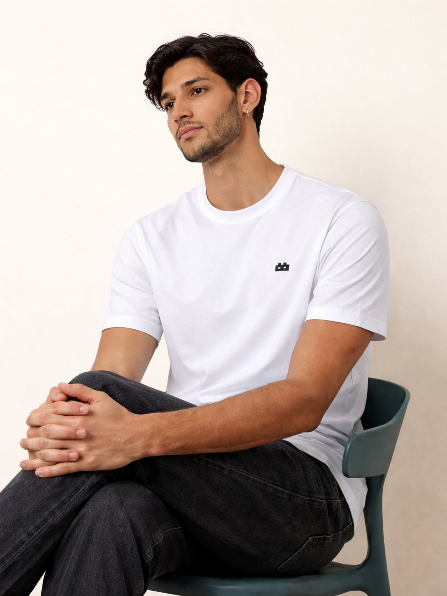 Boxy Crew Men's 100% Cotton Regular Fit Solid Round Neck T-Shirt | Double Bio-Washed | Half Sleeve Casual Plain Tee | 180 GSM Breathable Soft Touch Everyday Wear | White | Made in India – product image 7