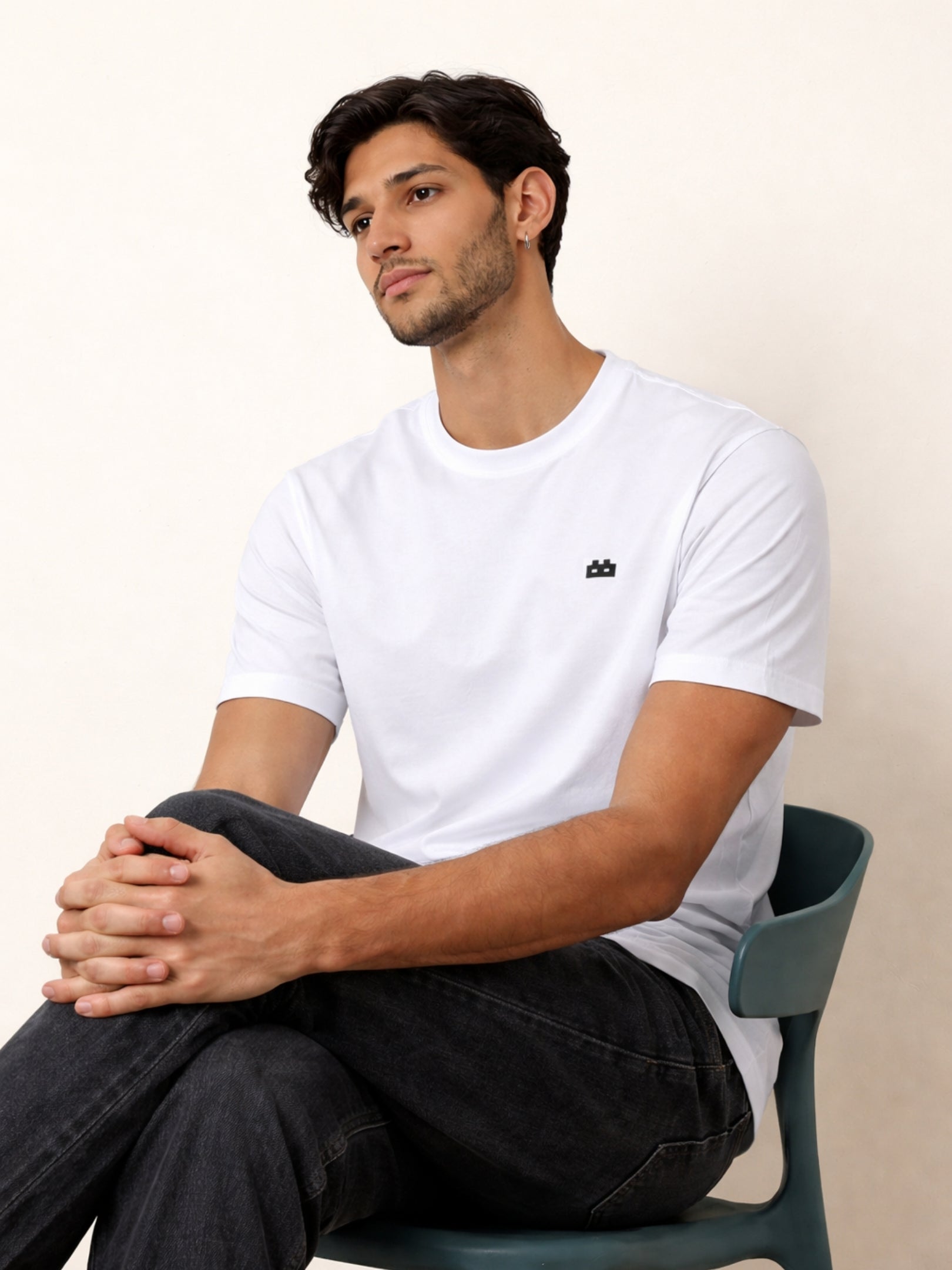 Boxy Crew Men's 100% Cotton Regular Fit Solid Round Neck T-Shirt | Double Bio-Washed | Half Sleeve Casual Plain Tee | 180 GSM Breathable Soft Touch Everyday Wear | White | Made in India – product image 7