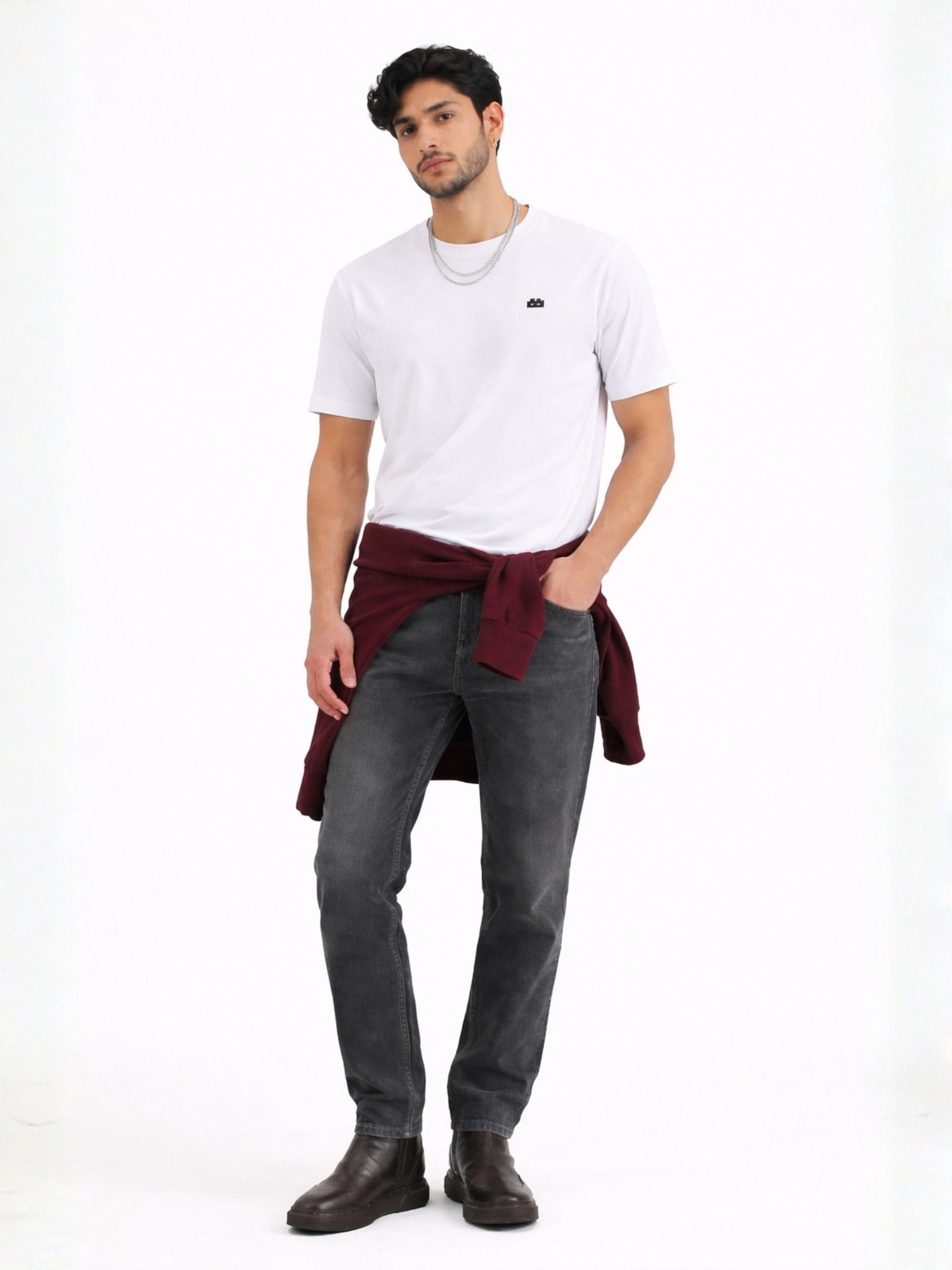 Boxy Crew Men's 100% Cotton Regular Fit Solid Round Neck T-Shirt | Double Bio-Washed | Half Sleeve Casual Plain Tee | 180 GSM Breathable Soft Touch Everyday Wear | White | Made in India – product image 8