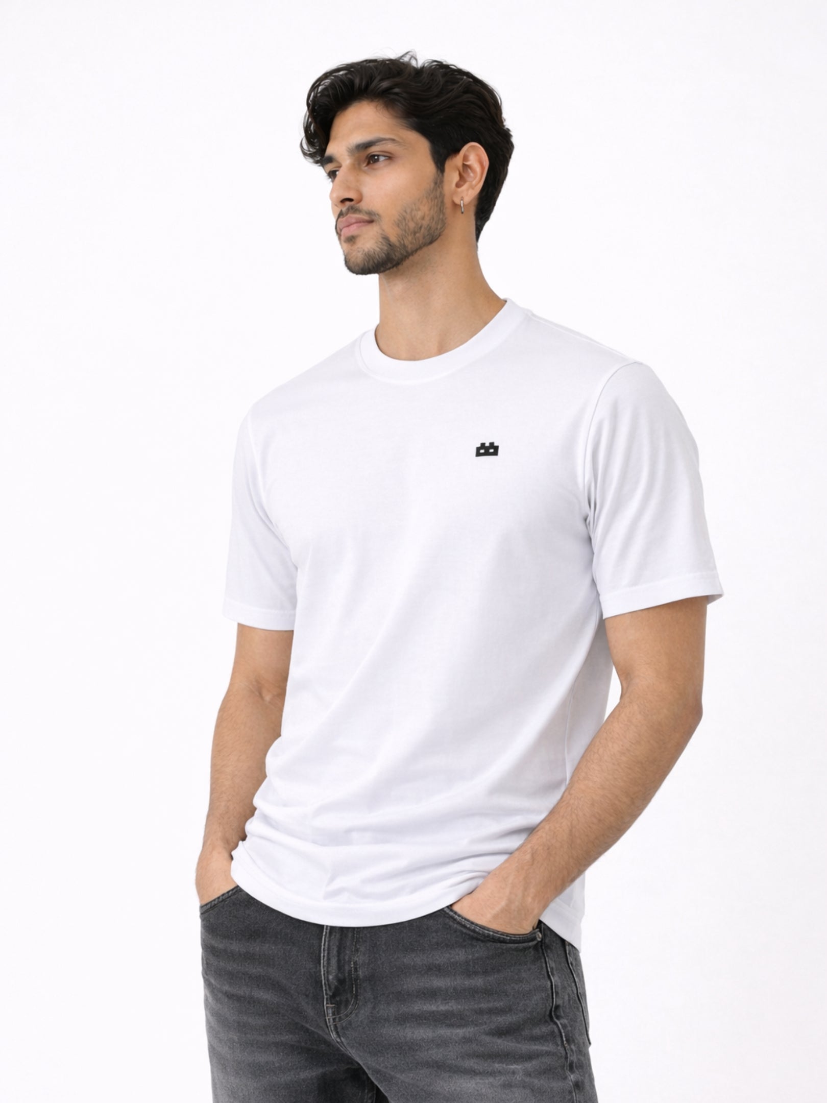 Boxy Crew Men's 100% Cotton Regular Fit Solid Round Neck T-Shirt | Double Bio-Washed | Half Sleeve Casual Plain Tee | 180 GSM Breathable Soft Touch Everyday Wear | White | Made in India – product image 9